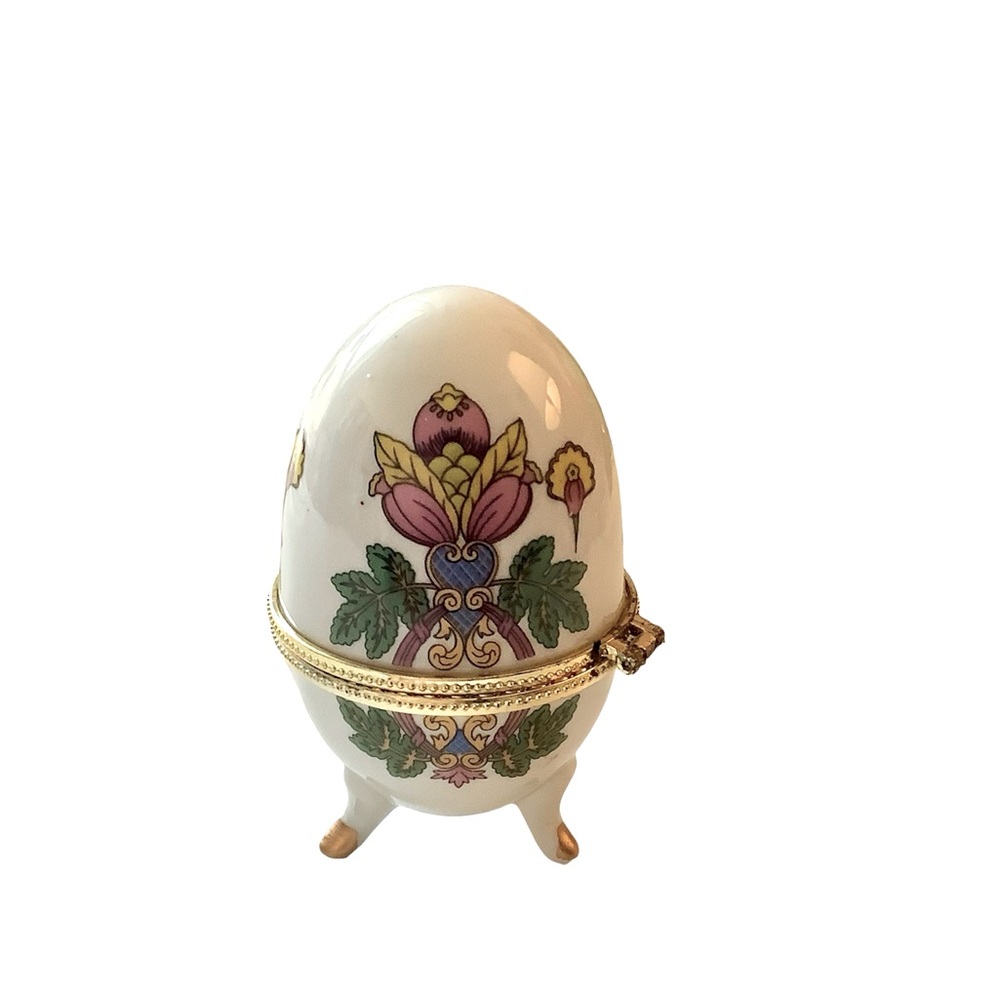 Hand Painted Floral Trinket Footed Egg